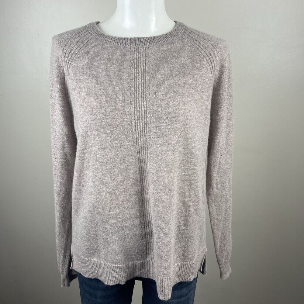 MAGASCHONI 100% Cashmere Preppy Tan Brown Sweater Women's Large Quiet Luxury